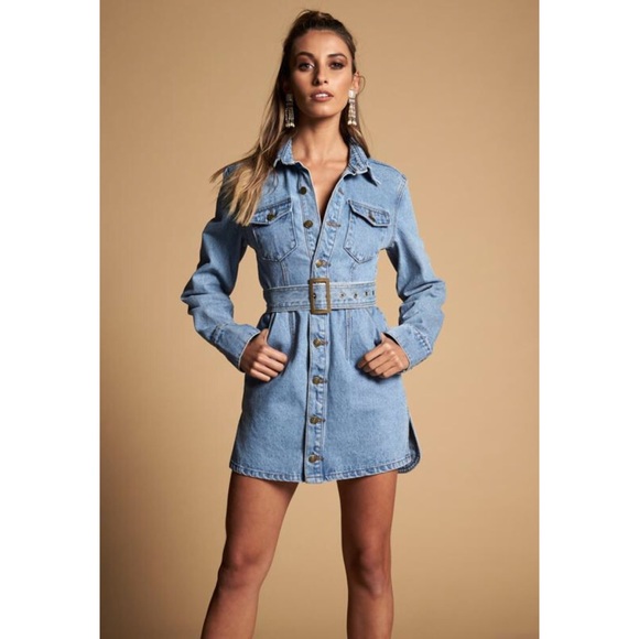 Lioness Jackets & Blazers - Lioness All That She Wants Denim Dress Size XS